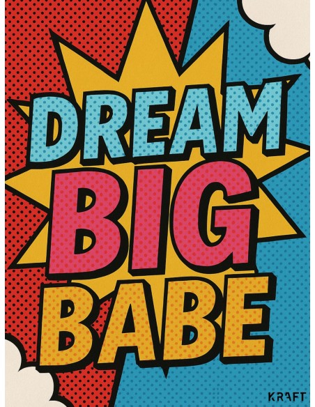 Affiche dream big pop art deco murale moderne motivation 30x40