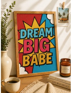 Affiche dream big pop art deco murale moderne motivation 30x40