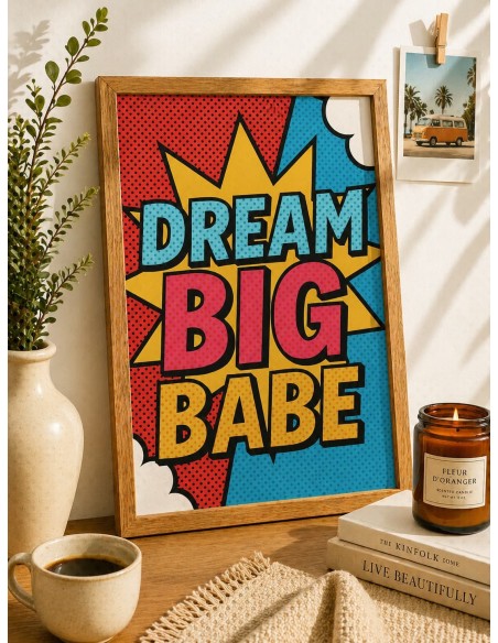 Affiche dream big pop art deco murale moderne motivation 30x40