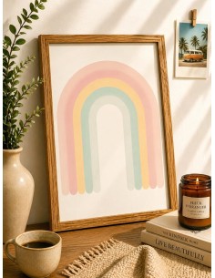 Affiche arc en ciel pastel deco murale minimaliste chambre enfant 30x40