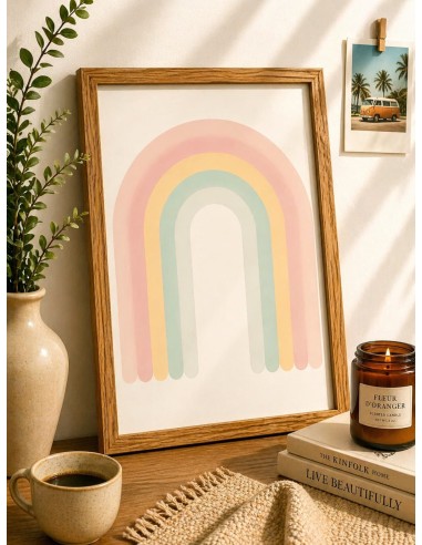 Affiche arc en ciel pastel deco murale minimaliste chambre enfant 30x40