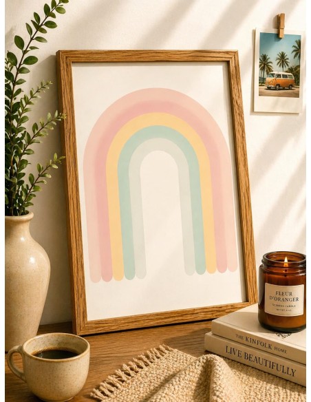 Affiche arc en ciel pastel deco murale minimaliste chambre enfant 30x40
