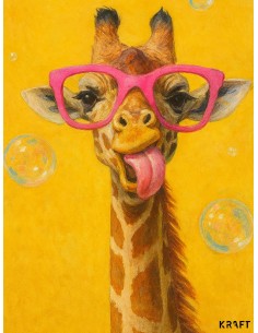 Affiche girafe fun lunettes roses deco murale originale 30x40 2