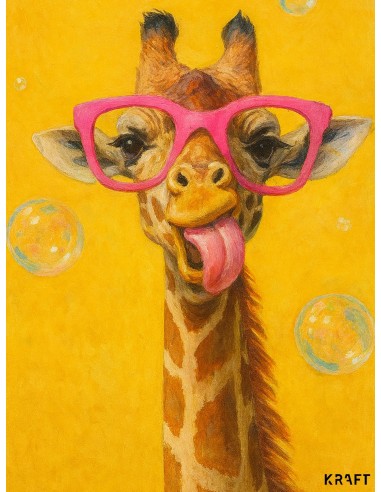 Affiche girafe fun lunettes roses deco murale originale 30x40