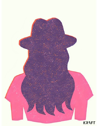 Affiche femme silhouette moderne violet rose deco murale 30x40