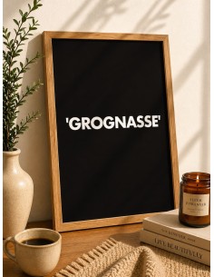 Affiche grognasse humour noir deco murale minimaliste 30x40