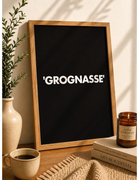 Affiche grognasse humour noir deco murale minimaliste 30x40