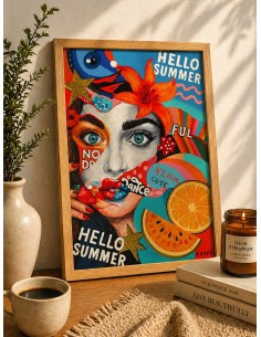 Affiche pop art femme colorée deco murale moderne 30x40