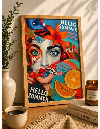 Affiche pop art femme colorée deco murale moderne 30x40