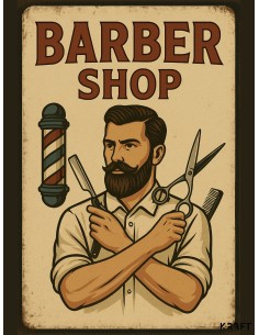 Affiche barber shop vintage deco murale homme 30x40 2