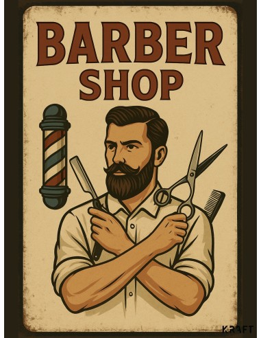 Affiche barber shop vintage deco murale homme 30x40