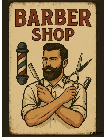 Affiche barber shop vintage deco murale homme 30x40