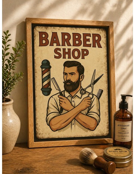 Affiche barber shop vintage deco murale homme 30x40