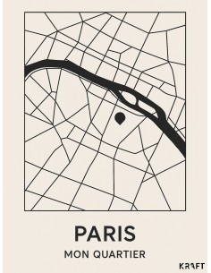 Affiche Paris minimaliste plan de ville deco murale 30x40 2
