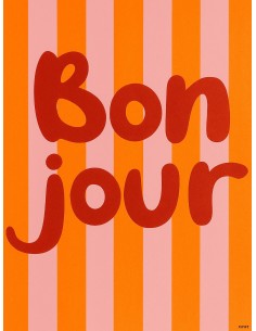 Affiche bonjour deco murale colorée retro 30x40 2