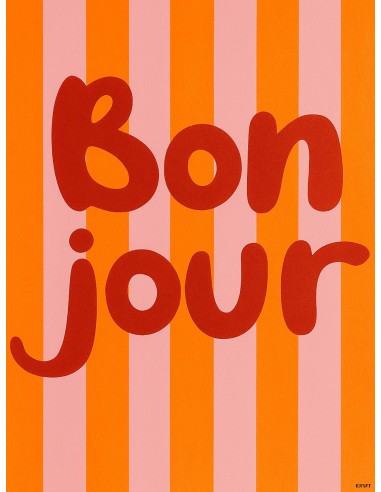Affiche bonjour deco murale colorée retro 30x40