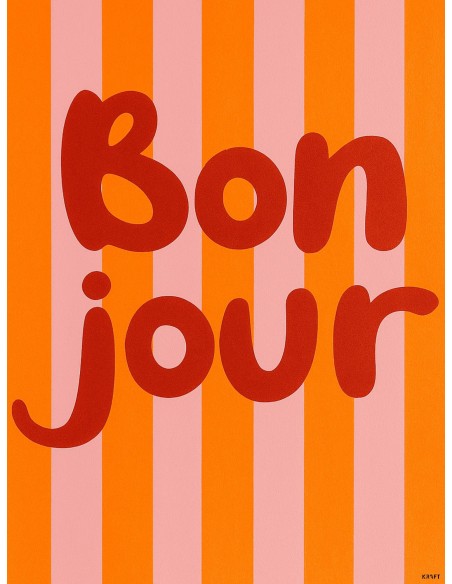 Affiche bonjour deco murale colorée retro 30x40