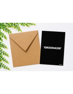 Carte grognasse humour avec enveloppe kraft 10x15
