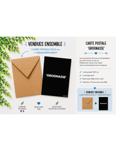Carte grognasse humour avec enveloppe kraft 10x15 2