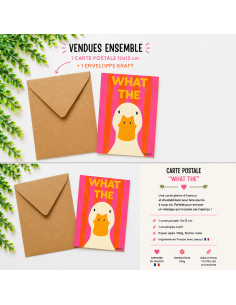 Carte humoristique canard what the avec enveloppe kraft 10x15 2
