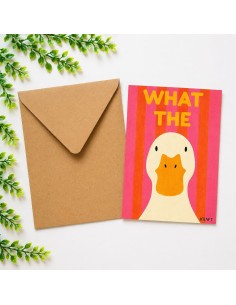 Carte humoristique canard what the avec enveloppe kraft 10x15
