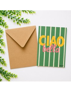 Carte ciao bella avec enveloppe kraft carte italienne 10x15