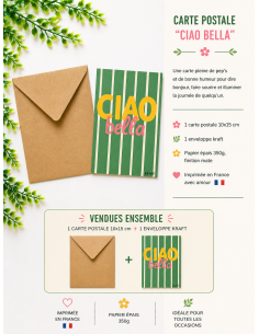 Carte ciao bella avec enveloppe kraft carte italienne 10x15 2
