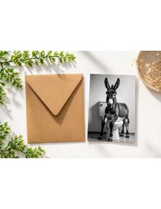 Carte humoristique âne toilettes carte drôle avec enveloppe kraft 10x15
