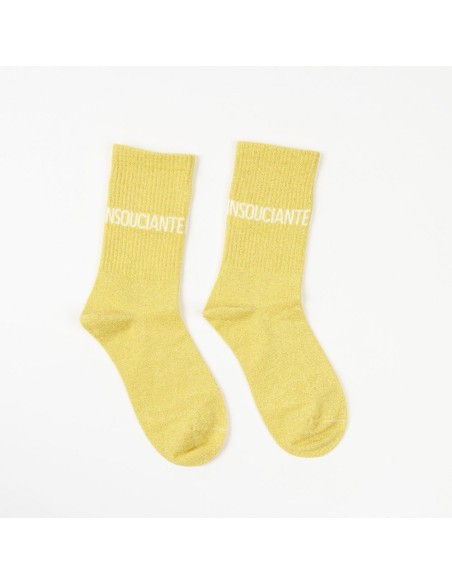 Chaussettes paillettes insouciante jaune taille unique 36 42