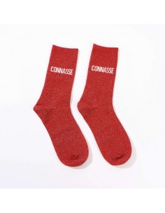 Chaussettes paillettes rouge connasse taille unique 36 42