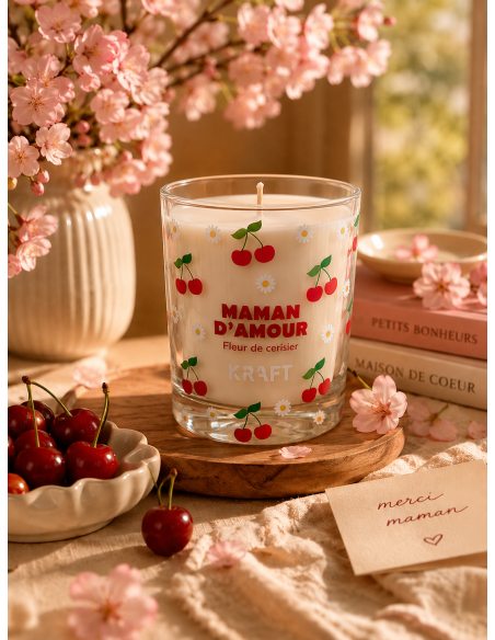 Bougie Fête des Mères Maman d’Amour – Fleur de Cerisier