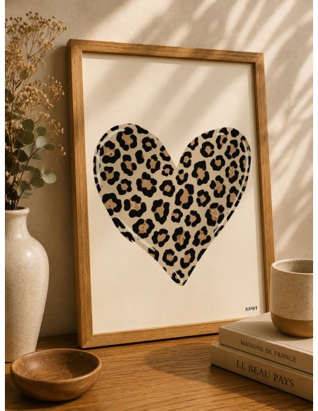 Affiche cœur léopard 30x40 made in France