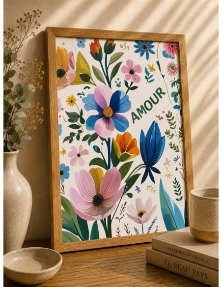 Affiche Amour Fleuri 30x40 – Déco florale made in France