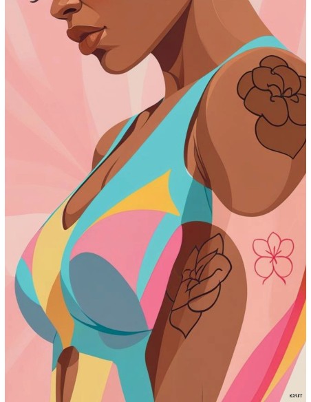 Affiche Femme Tattoo Pop 30x40 – Décoration artistique moderne