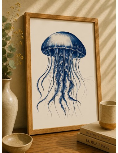 Affiche Méduse Bleue 30x40 – Décoration marine élégante