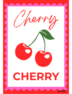 Carte Cherry rétro avec enveloppe – Carte illustrée 10x15 cm 2