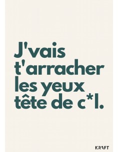 Carte humoristique “J’vais t’arracher les yeux” avec enveloppe 2