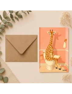 Carte girafe humoristique 10x15 avec enveloppe kraft