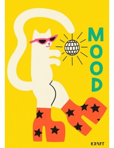 Carte Cat Mood chat disco 10x15 avec enveloppe kraft 2