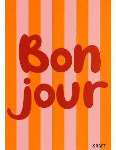 Carte Bonjour rétro 10x15 avec enveloppe kraft 2