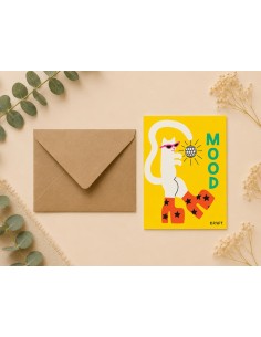 Carte Cat Mood chat disco 10x15 avec enveloppe kraft