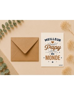 Carte Meilleur Papy du Monde 10x15 avec enveloppe kraft