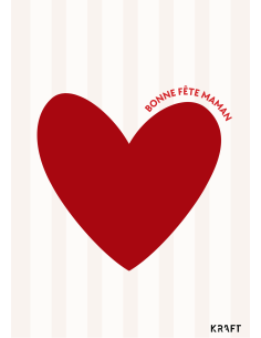 Carte Bonne Fête Maman cœur rouge 10x15 avec enveloppe kraft 2