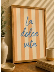 Affiche La Dolce Vita rétro beige et terracotta – Décoration murale