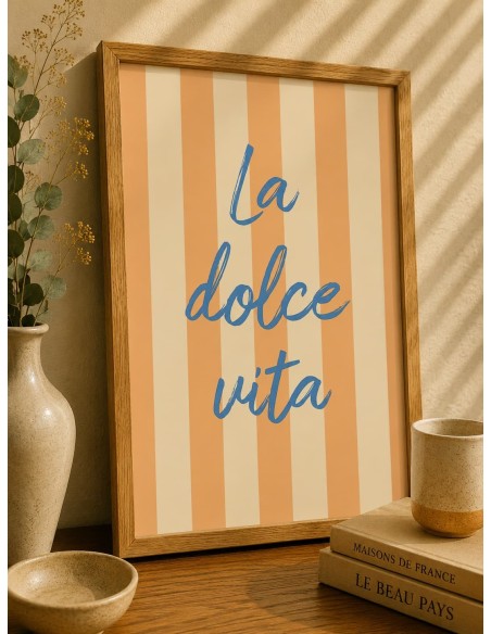 Affiche La Dolce Vita rétro beige et terracotta – Décoration murale