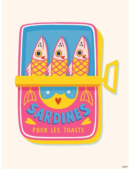 Affiche Sardines pour les Toasts – Décoration murale pop rétro