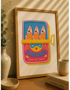 Affiche Sardines pour les Toasts – Décoration murale pop rétro