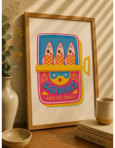 Affiche Sardines pour les Toasts – Décoration murale pop rétro