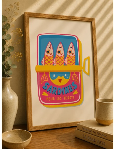 Affiche Sardines pour les Toasts – Décoration murale pop rétro