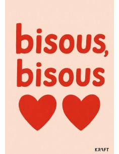 Carte Bisous Bisous avec enveloppe – Carte tendre minimaliste 2